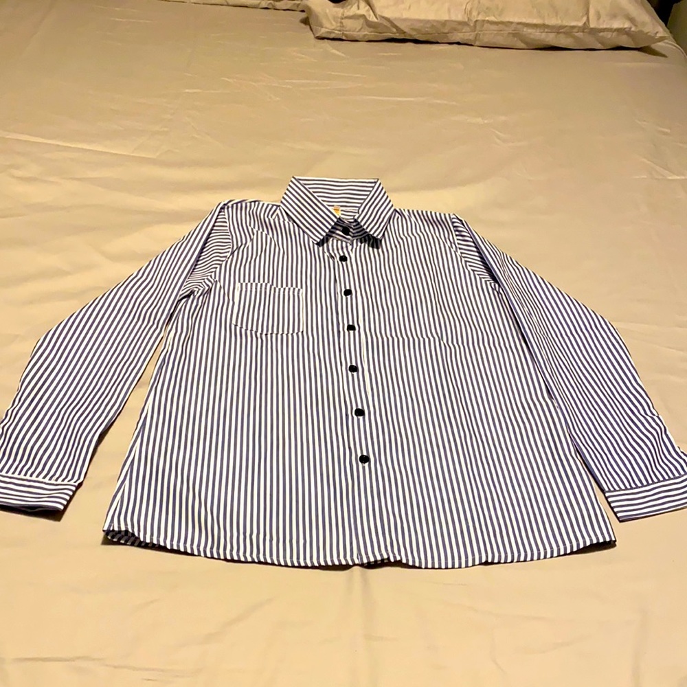 Striped button-up shirt